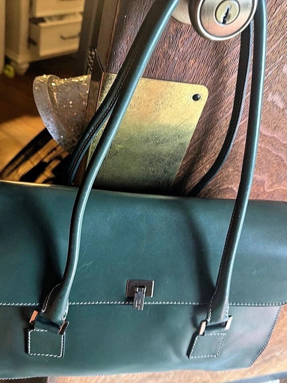 Green Structured Shoulder Bag